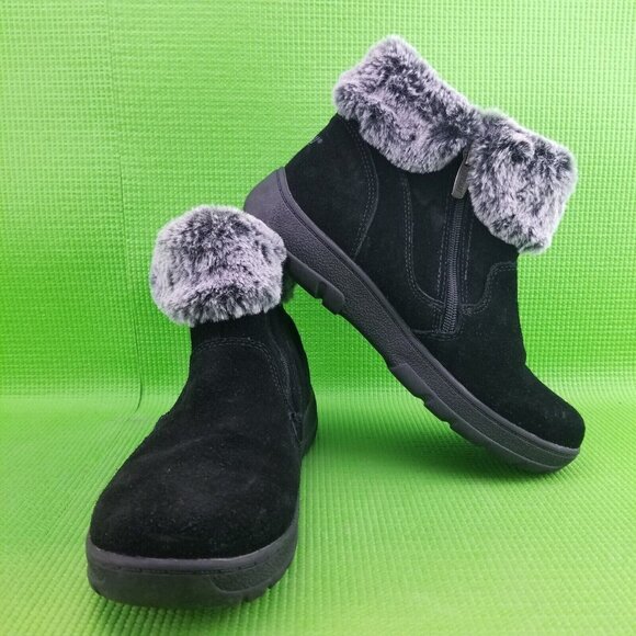 ✅Khombu JESSICA Black Suede Faux Fur Lined Side Zip Ankle Booties Womens 8M Shoe - Picture 5 of 11